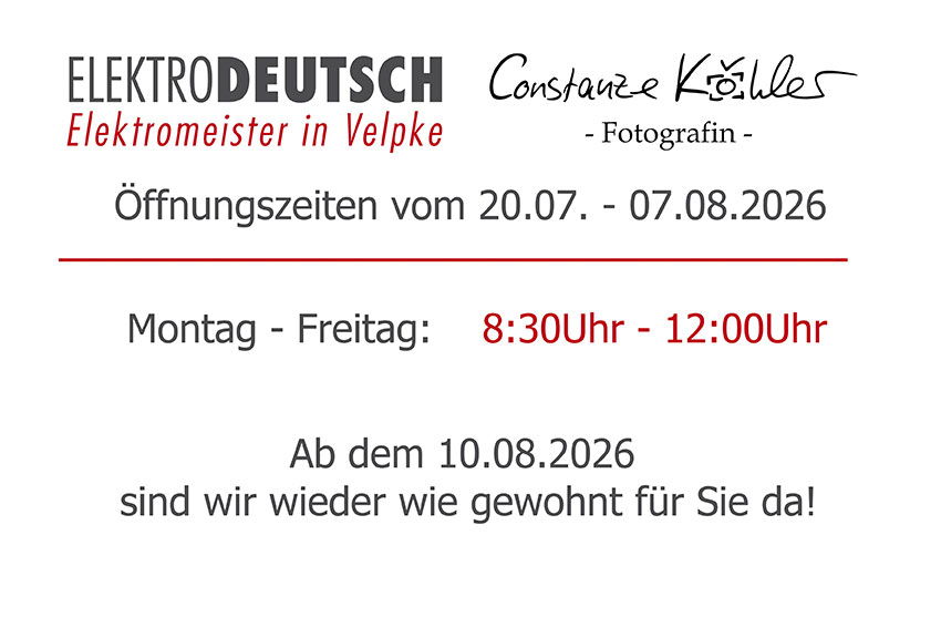 Öffnungszeiten Urlaub 2026